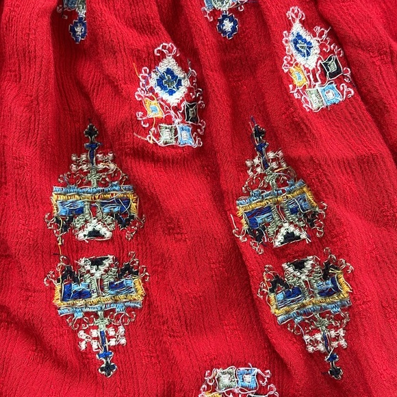 Free People Red Arianna Embroidered Tunic/ Dress size XS - Picture 7 of 10